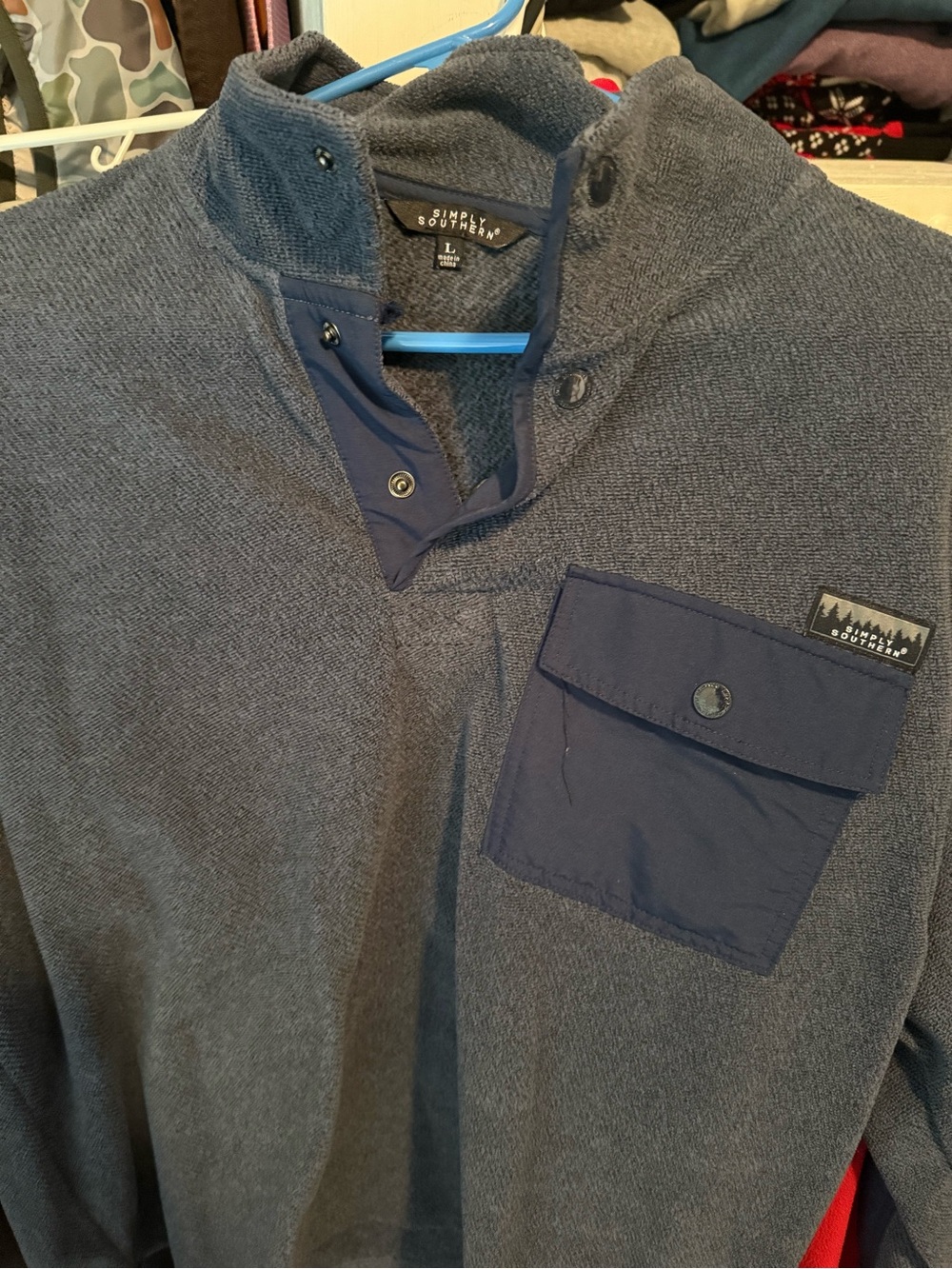 Simply Southern Men's Navy Textured Snap Pullover